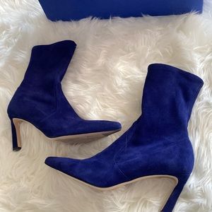 Stuart Weitzman blue suede ankle boots